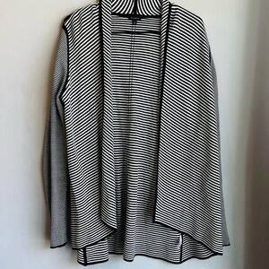 Women’s Talbots Black and White Open Knit Striped Cardigan S/M Capsule